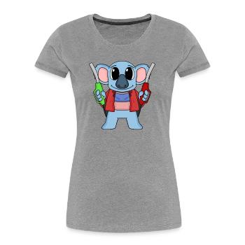 Tankwart Koala Tankstelle - Frauen Premium Bio T-Shirt - Grau meliert - Vorne - Mia (176cm)