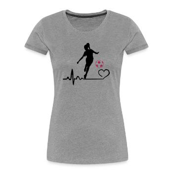 Battement de cœur de footballeur - T-shirt bio Premium Femme - gris chiné - Devant - Mia (176cm)