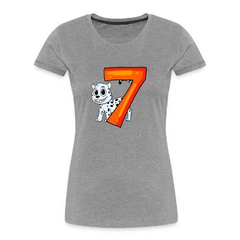 7th Birthday Motif Snow Leopard - Seven Years - Women's Premium Organic T-Shirt - heather grey - Front - Mia (176cm)
