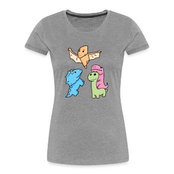 Dinosaure - T-shirt bio Premium Femme - gris chiné - Devant - Mia (176cm)