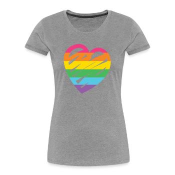 LGBTQ-Regenbogenherz - Frauen Premium Bio T-Shirt - Grau meliert - Vorne - Mia (176cm)