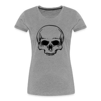 Crâne simple - T-shirt bio Premium Femme - gris chiné - Devant - Mia (176cm)