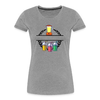 Mixer-Smoothie im Lorbeerkranz - Frauen Premium Bio T-Shirt - Grau meliert - Vorne - Mia (176cm)