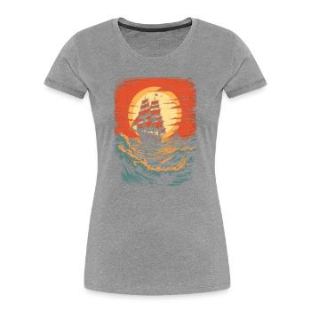 Sea Yacht - T-shirt bio Premium Femme - gris chiné - Devant - Mia (176cm)
