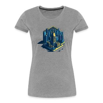 Planche à dessin - T-shirt bio Premium Femme - gris chiné - Devant - Mia (176cm)