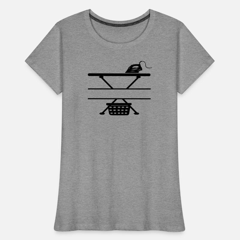 Iron, ironing board and laundry basket, text banner Women's Premium Organic T-Shirt