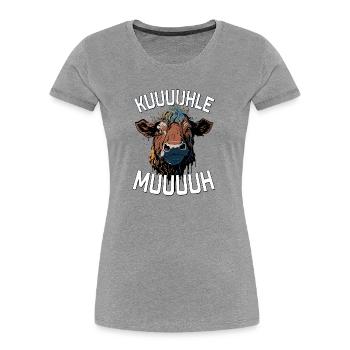 kuuuuhle Muuuuh - Frauen Premium Bio T-Shirt - Grau meliert - Vorne - Mia (176cm)