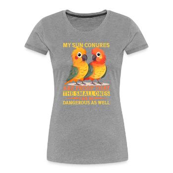 Mein Sonnensittich Papagei Design - Frauen Premium Bio T-Shirt - Grau meliert - Vorne - Mia (176cm)