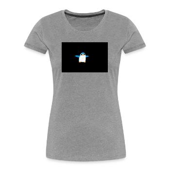 Blauer Pinguin Flügelheld - Frauen Premium Bio T-Shirt - Grau meliert - Vorne - Mia (176cm)