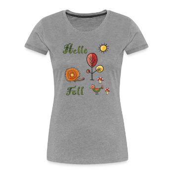 Hello Fall - Frauen Premium Bio T-Shirt - Grau meliert - Vorne - Mia (176cm)