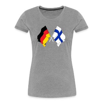 Two flags crossed of Germany, flag Finland - Women's Premium Organic T-Shirt - heather grey - Front - Mia (176cm)