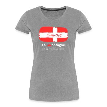 Drapeau de Savoie - T-shirt bio Premium Femme - gris chiné - Devant - Mia (176cm)