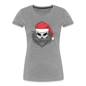 Weihnachtsmann Totenkopf - Frauen Premium Bio T-Shirt - Grau meliert - Vorne - Mia (176cm)