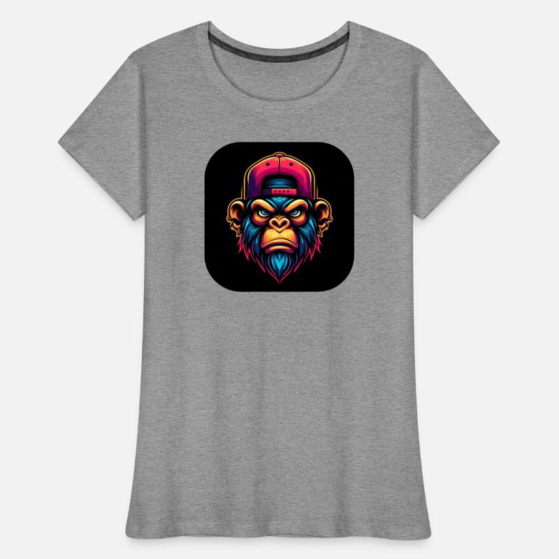Wütender Affe mit Kappe in Bunt Frauen Premium Bio T-Shirt
