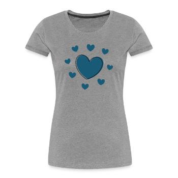 blue heart valentine's day gift - Women's Premium Organic T-Shirt - heather grey - Front - Mia (176cm)