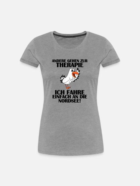 Nordsee Spruch - Frauen Premium Bio T-Shirt - Grau meliert