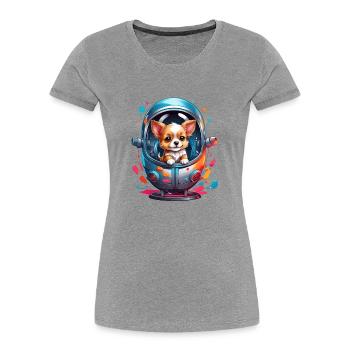 Space puppy in spacesuit - Women's Premium Organic T-Shirt - heather grey - Front - Mia (176cm)