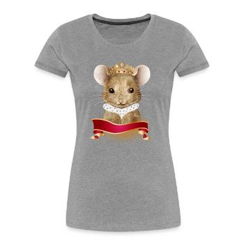 cute mouse with royal crown and ermine collar - Women's Premium Organic T-Shirt - heather grey - Front - Mia (176cm)