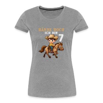 7 Geburtstag Sheriff Cowboy 7 Jahre Kinder Spruch - Frauen Premium Bio T-Shirt - Grau meliert - Vorne - Mia (176cm)