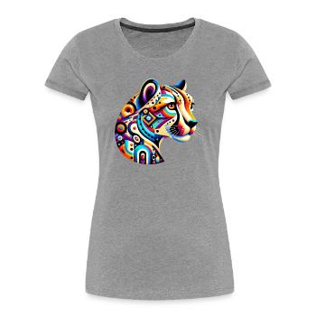 Gepard - Frauen Premium Bio T-Shirt - Grau meliert - Vorne - Mia (176cm)