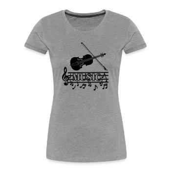 Violin music logo - Women's Premium Organic T-Shirt - heather grey - Front - Mia (176cm)