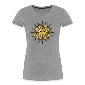 Die schlafende Sonne und der schlafende Mond - Frauen Premium Bio T-Shirt - Grau meliert - Vorne - Mia (176cm)