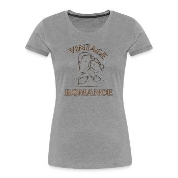 Vintage Kiss Line Art Romance - Women's Premium Organic T-Shirt - heather grey - Front - Mia (176cm)