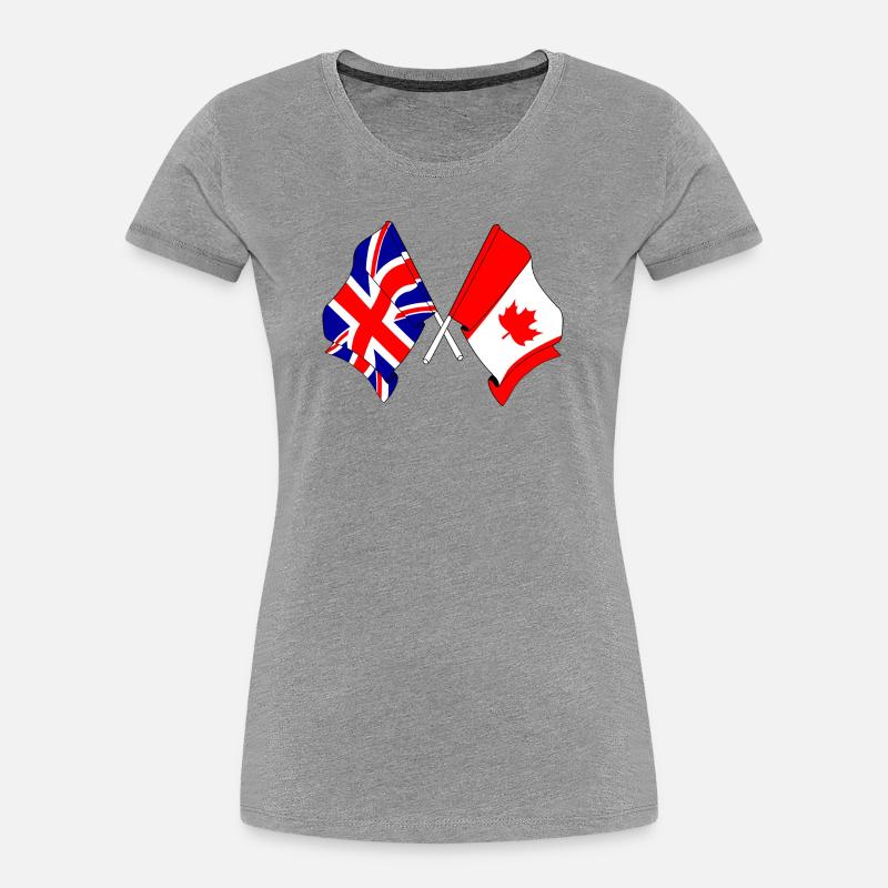 Drapeau de l’Angleterre et drapeau du Canada - T-shirt bio Premium Femme - gris chiné