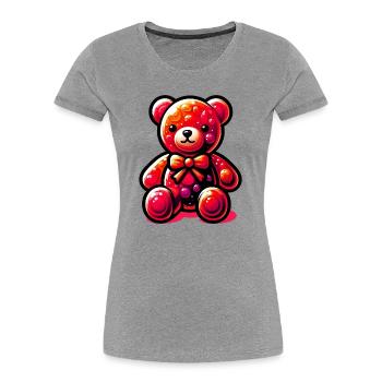 Ours - T-shirt bio Premium Femme - gris chiné - Devant - Mia (176cm)
