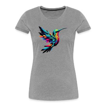 Colibri - T-shirt bio Premium Femme - gris chiné - Devant - Mia (176cm)