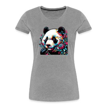 Panda - Frauen Premium Bio T-Shirt - Grau meliert - Vorne - Mia (176cm)