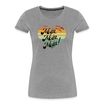 moin, Norddeutscher Gruss, hallo - Frauen Premium Bio T-Shirt - Grau meliert - Vorne - Mia (176cm)
