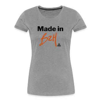 Hergestellt in BZH - Frauen Premium Bio T-Shirt - Grau meliert - Vorne - Mia (176cm)