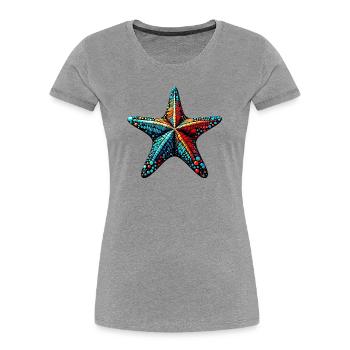 Étoile de mer - T-shirt bio Premium Femme - gris chiné - Devant - Mia (176cm)