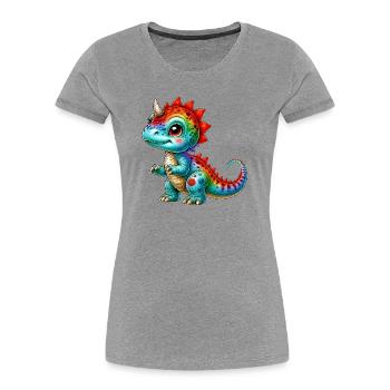 Dinosaurier - Frauen Premium Bio T-Shirt - Grau meliert - Vorne - Mia (176cm)