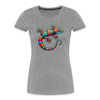 Gecko - Women's Premium Organic T-Shirt - heather grey - Front - Mia (176cm)