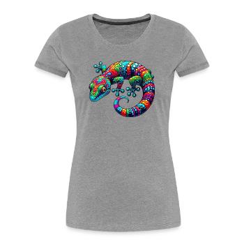 Gecko - Women's Premium Organic T-Shirt - heather grey - Front - Mia (176cm)
