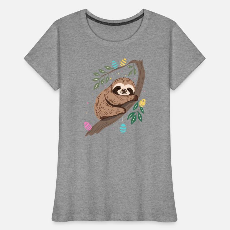 Easter Sloth with Easter Eggs Women's Premium Organic T-Shirt