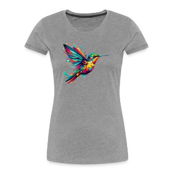Colibri - T-shirt bio Premium Femme - gris chiné - Devant - Mia (176cm)