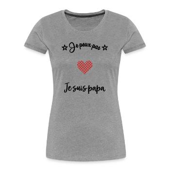 PAPA. VATERTAG. FROHER VATERTAG. ALLES GUTE ZUM GEBURTSTAG. - Frauen Premium Bio T-Shirt - Grau meliert - Vorne - Mia (176cm)