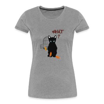 Little black cute kitten and bird - Women's Premium Organic T-Shirt - heather grey - Front - Mia (176cm)
