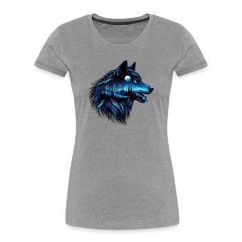 Loup - T-shirt bio Premium Femme - gris chiné - Devant - Mia (176cm)