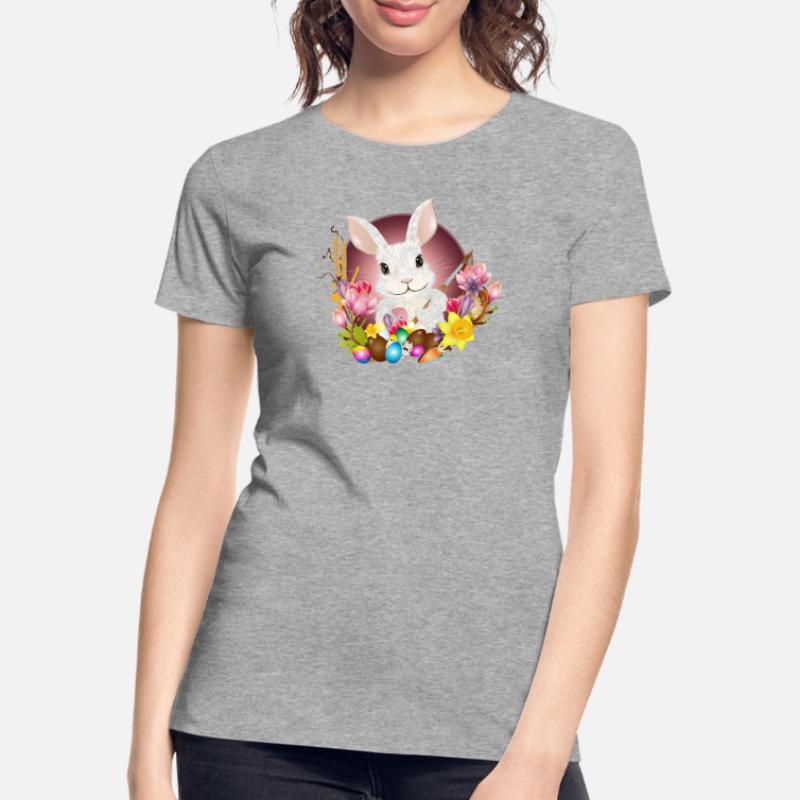 white rabbit with easter eggs as easter bunny Women's Premium Organic T-Shirt