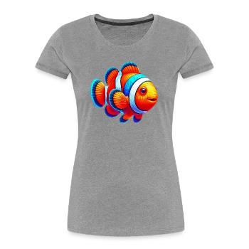 Poisson-clown - T-shirt bio Premium Femme - gris chiné - Devant - Mia (176cm)