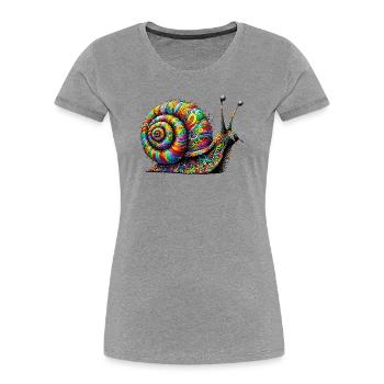 Escargot - T-shirt bio Premium Femme - gris chiné - Devant - Mia (176cm)
