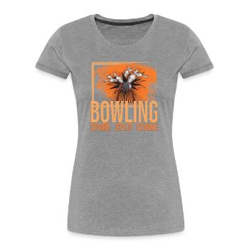 Bowling - Spare - Split - Strike - Frauen Premium Bio T-Shirt - Grau meliert - Vorne - Mia (176cm)