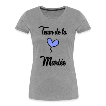 COUPLE. JUST MARRIED. EVJF. SAINT VALENTIN. LOVE. - T-shirt bio Premium Femme - gris chiné - Devant - Mia (176cm)