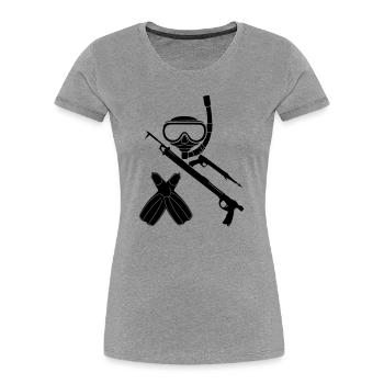 Harpunen-Schnorchler-Ausrüstung - Frauen Premium Bio T-Shirt - Grau meliert - Vorne - Mia (176cm)