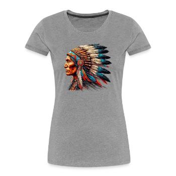 American Indian American Red Skin - Women's Premium Organic T-Shirt - heather grey - Front - Mia (176cm)
