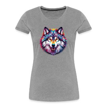 Loup - T-shirt bio Premium Femme - gris chiné - Devant - Mia (176cm)
